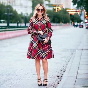 Brooks Brothers Plaid Long Sleeve Dress - Red and Black